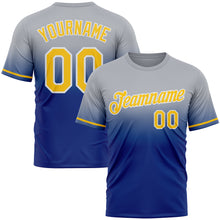 Load image into Gallery viewer, Custom Gray Yellow-Royal Fade Fashion Performance T-Shirt