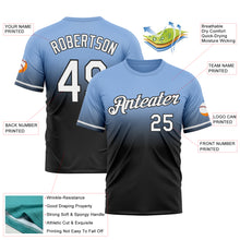 Load image into Gallery viewer, Custom Light Blue White-Black Fade Fashion Performance T-Shirt