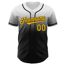 Laden Sie das Bild in den Galerie-Viewer, Custom White Gold-Black Authentic Fade Fashion Baseball Jersey