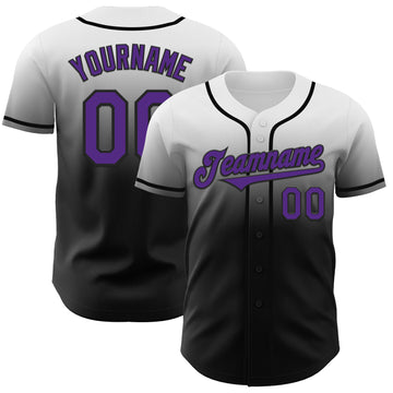 Custom White Purple-Black Authentic Fade Fashion Baseball Jersey