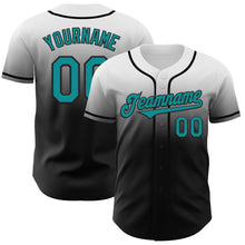 Laden Sie das Bild in den Galerie-Viewer, Custom White Teal-Black Authentic Fade Fashion Baseball Jersey
