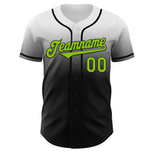 Laden Sie das Bild in den Galerie-Viewer, Custom White Neon Green-Black Authentic Fade Fashion Baseball Jersey