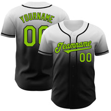 Laden Sie das Bild in den Galerie-Viewer, Custom White Neon Green-Black Authentic Fade Fashion Baseball Jersey