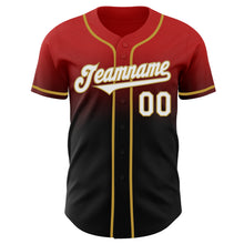 Laden Sie das Bild in den Galerie-Viewer, Custom Red Black-Old Gold Authentic Fade Fashion Baseball Jersey