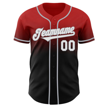 Custom Red Black-Gray Authentic Fade Fashion Baseball Jersey