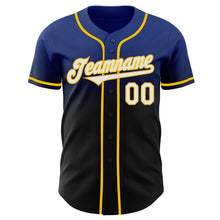 Laden Sie das Bild in den Galerie-Viewer, Custom Royal Black-Yellow Authentic Fade Fashion Baseball Jersey