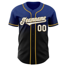 Laden Sie das Bild in den Galerie-Viewer, Custom Royal Black-Old Gold Authentic Fade Fashion Baseball Jersey