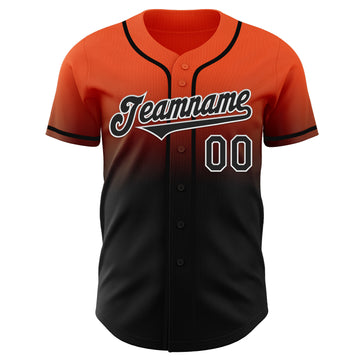 Custom Orange Black-White Authentic Fade Fashion Baseball Jersey