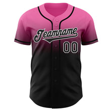Laden Sie das Bild in den Galerie-Viewer, Custom Pink Black-White Authentic Fade Fashion Baseball Jersey