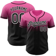 Laden Sie das Bild in den Galerie-Viewer, Custom Pink Black-White Authentic Fade Fashion Baseball Jersey