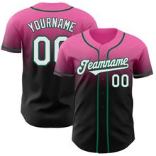 Laden Sie das Bild in den Galerie-Viewer, Custom Pink Black-Kelly Green Authentic Fade Fashion Baseball Jersey