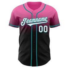 Laden Sie das Bild in den Galerie-Viewer, Custom Pink Black-Teal Authentic Fade Fashion Baseball Jersey