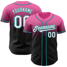 Laden Sie das Bild in den Galerie-Viewer, Custom Pink Black-Teal Authentic Fade Fashion Baseball Jersey