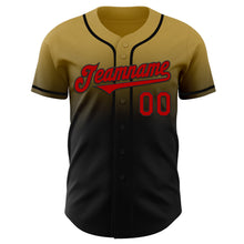 Laden Sie das Bild in den Galerie-Viewer, Custom Old Gold Red-Black Authentic Fade Fashion Baseball Jersey