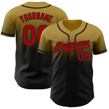 Laden Sie das Bild in den Galerie-Viewer, Custom Old Gold Red-Black Authentic Fade Fashion Baseball Jersey