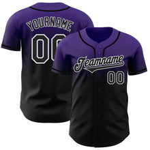 Laden Sie das Bild in den Galerie-Viewer, Custom Purple Black-White Authentic Fade Fashion Baseball Jersey