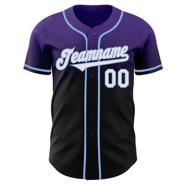 Custom Purple Black-Light Blue Authentic Fade Fashion Baseball Jersey