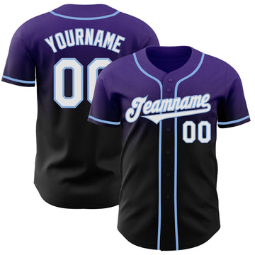Custom Purple Black-Light Blue Authentic Fade Fashion Baseball Jersey