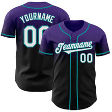 Laden Sie das Bild in den Galerie-Viewer, Custom Purple Black-Teal Authentic Fade Fashion Baseball Jersey