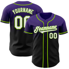 Laden Sie das Bild in den Galerie-Viewer, Custom Purple Black-Neon Green Authentic Fade Fashion Baseball Jersey