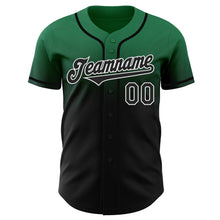 Laden Sie das Bild in den Galerie-Viewer, Custom Kelly Green Black-White Authentic Fade Fashion Baseball Jersey