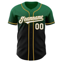 Laden Sie das Bild in den Galerie-Viewer, Custom Kelly Green Black-Old Gold Authentic Fade Fashion Baseball Jersey