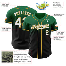 Laden Sie das Bild in den Galerie-Viewer, Custom Kelly Green Black-Old Gold Authentic Fade Fashion Baseball Jersey