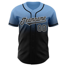 Laden Sie das Bild in den Galerie-Viewer, Custom Light Blue Black-White Authentic Fade Fashion Baseball Jersey