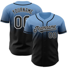 Laden Sie das Bild in den Galerie-Viewer, Custom Light Blue Black-White Authentic Fade Fashion Baseball Jersey