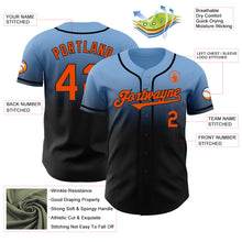 Load image into Gallery viewer, Custom Light Blue Orange-Black Authentic Fade Fashion Baseball Jersey