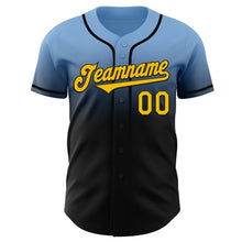 Laden Sie das Bild in den Galerie-Viewer, Custom Light Blue Yellow-Black Authentic Fade Fashion Baseball Jersey