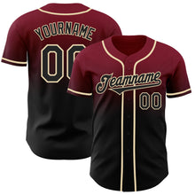 Laden Sie das Bild in den Galerie-Viewer, Custom Crimson Black-Cream Authentic Fade Fashion Baseball Jersey