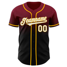 Laden Sie das Bild in den Galerie-Viewer, Custom Crimson Black-Gold Authentic Fade Fashion Baseball Jersey