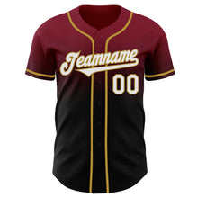 Laden Sie das Bild in den Galerie-Viewer, Custom Crimson Black-Old Gold Authentic Fade Fashion Baseball Jersey