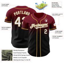 Laden Sie das Bild in den Galerie-Viewer, Custom Crimson Black-Old Gold Authentic Fade Fashion Baseball Jersey