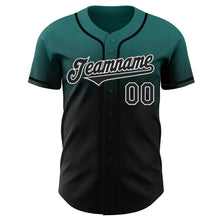 Laden Sie das Bild in den Galerie-Viewer, Custom Teal Black-White Authentic Fade Fashion Baseball Jersey