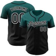 Laden Sie das Bild in den Galerie-Viewer, Custom Teal Black-White Authentic Fade Fashion Baseball Jersey