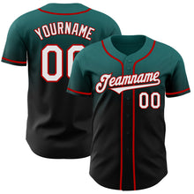 Laden Sie das Bild in den Galerie-Viewer, Custom Teal Black-Red Authentic Fade Fashion Baseball Jersey