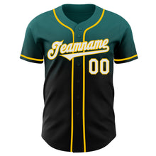 Laden Sie das Bild in den Galerie-Viewer, Custom Teal Black-Yellow Authentic Fade Fashion Baseball Jersey