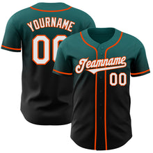 Laden Sie das Bild in den Galerie-Viewer, Custom Teal Black-Orange Authentic Fade Fashion Baseball Jersey