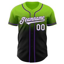 Laden Sie das Bild in den Galerie-Viewer, Custom Neon Green Black-Purple Authentic Fade Fashion Baseball Jersey