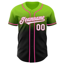 Laden Sie das Bild in den Galerie-Viewer, Custom Neon Green Black-Pink Authentic Fade Fashion Baseball Jersey