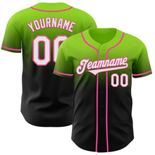 Laden Sie das Bild in den Galerie-Viewer, Custom Neon Green Black-Pink Authentic Fade Fashion Baseball Jersey