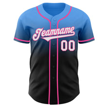 Laden Sie das Bild in den Galerie-Viewer, Custom Electric Blue Black-Pink Authentic Fade Fashion Baseball Jersey