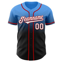 Laden Sie das Bild in den Galerie-Viewer, Custom Electric Blue Black-Red Authentic Fade Fashion Baseball Jersey