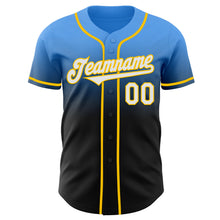 Laden Sie das Bild in den Galerie-Viewer, Custom Electric Blue Black-Yellow Authentic Fade Fashion Baseball Jersey
