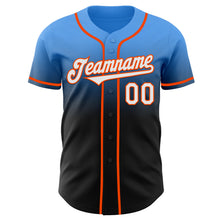 Laden Sie das Bild in den Galerie-Viewer, Custom Electric Blue Black-Orange Authentic Fade Fashion Baseball Jersey