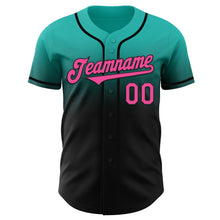 Laden Sie das Bild in den Galerie-Viewer, Custom Aqua Pink-Black Authentic Fade Fashion Baseball Jersey