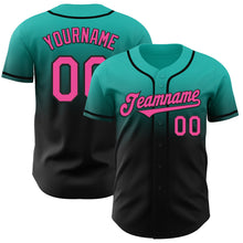 Laden Sie das Bild in den Galerie-Viewer, Custom Aqua Pink-Black Authentic Fade Fashion Baseball Jersey