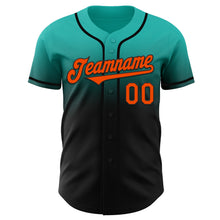 Load image into Gallery viewer, Custom Aqua Orange-Black Authentic Fade Fashion Baseball Jersey